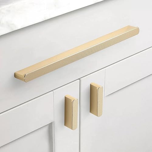 Miniatura 2 de Paquete de 10 manijas de gabinete de cocina color oro cepillado de 7-12 pulgadas (7.559 in) con agujero central, tiradores de gabinete, tiradores de