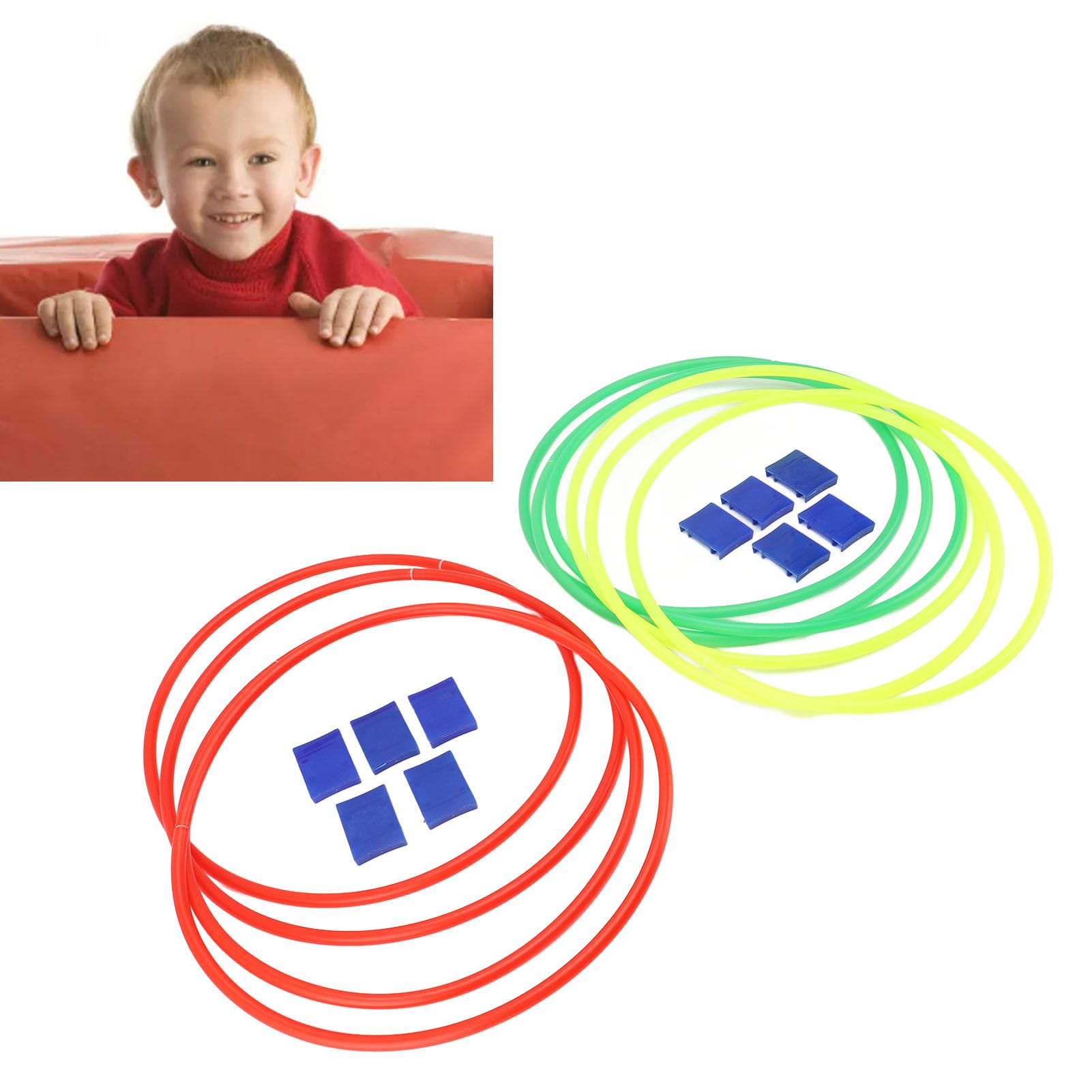 10 aros de entrenamiento sensorial con conectores, aros redondos de plástico, material suave para ejercicio de niños, mejora el enfoque y el desarrollo del equilibrio, seguro e identificación de 38 cm