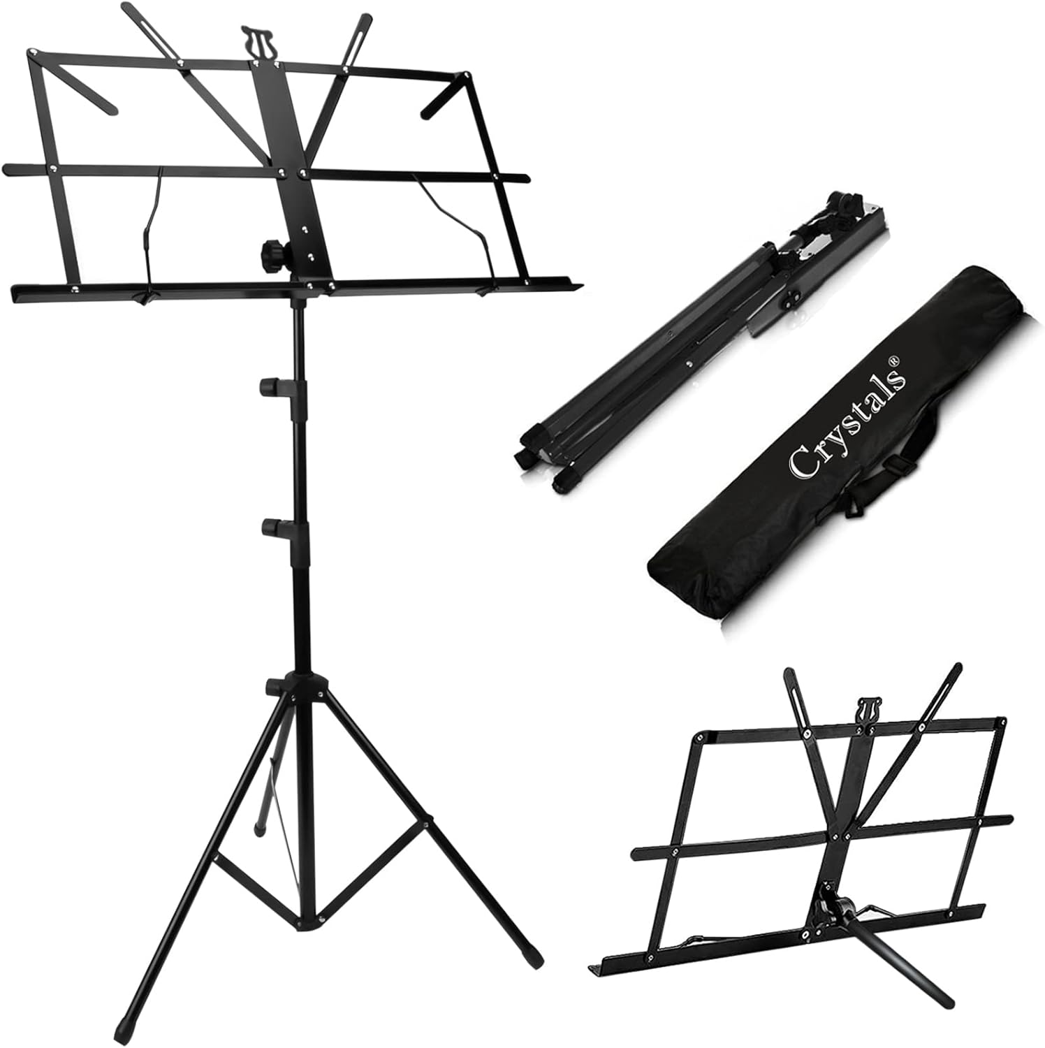 Height Adjustable Foldable Music Orchestral Book, Paper & Mic Holder