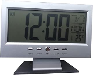 VORCOOL World Time Creative Large Screen Modern Digital Alarm Clock LCD LED Backlight Snooze Large Digit Desk (Silver) - coolthings.us