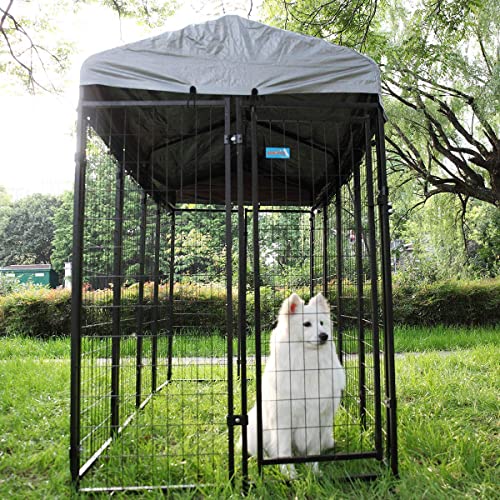 JAXPETY Large Dog Uptown Welded Wire Kennel Outdoor Pen Outside Exercise Crate Pet Wire Cage w/ Roof - Image 5