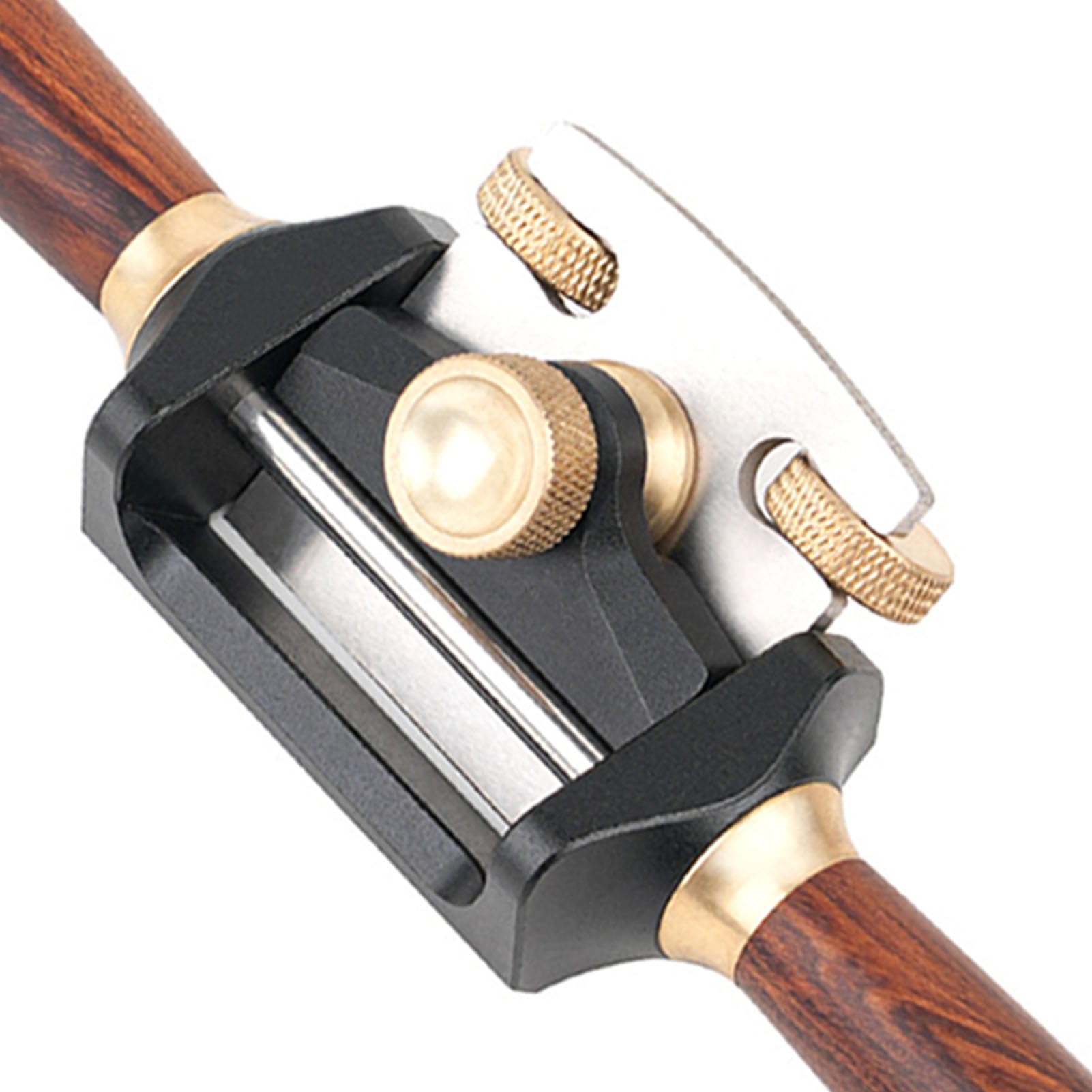Rabot spokeshave réglable à base plate, lame 42 mm en 440C, corps en alliage d’aluminium avec vis en laiton et poignée en palissandre pour travail du bois