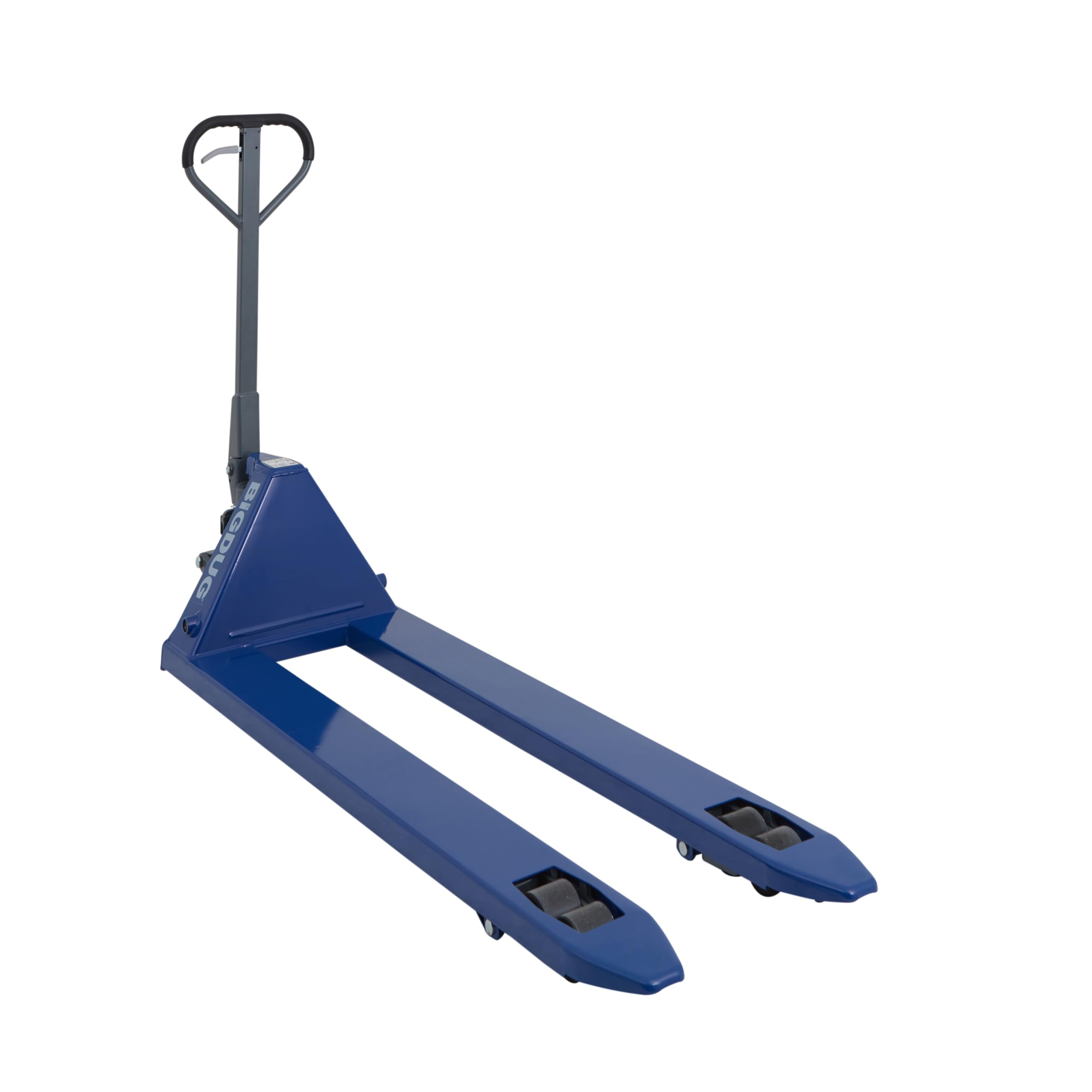 BiGDUG Deluxe Long Pallet Truck - 2000kg Capacity - Fork Size 540w x 1500d mm - Quick Lift - Euro Pallets - Silent Roll - Blue