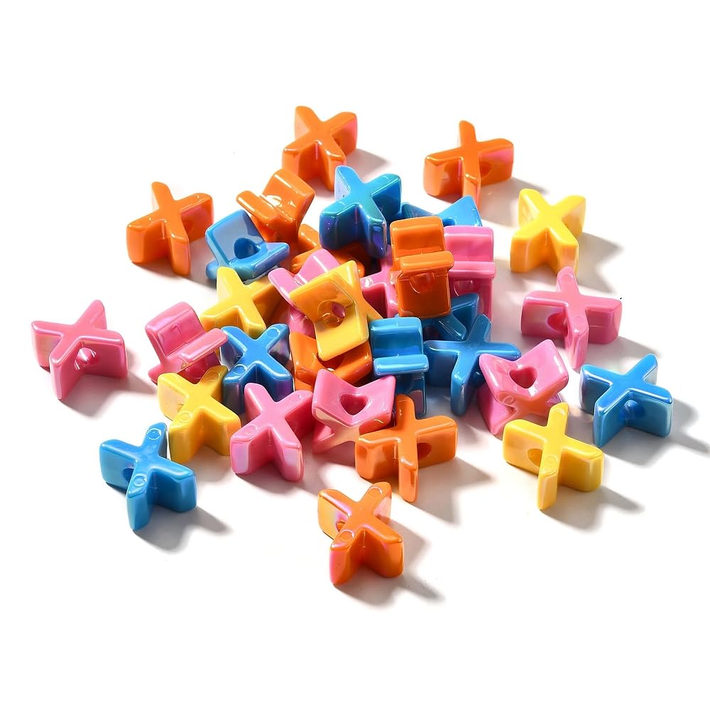 DanLingJewelry 40Pcs Random Rainbow Large Letter X Acrylic Beads AB Colour Iridescent Alphabet Keychain Beads for Bracelets Necklaces Jewellery Making โ image 1