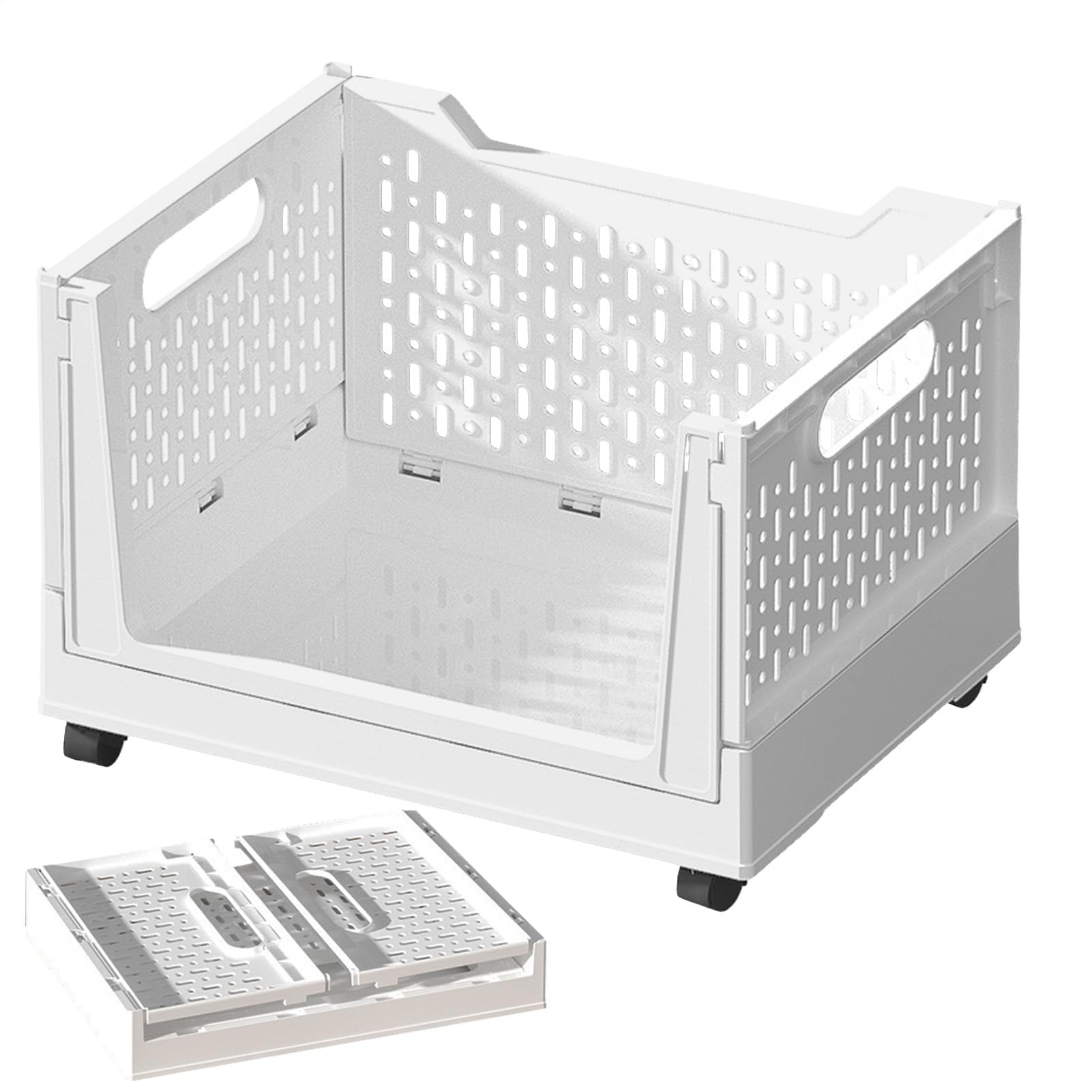 Cesta de ruedas portátil de 40 l, nizer plegable para boo y suministros, contenedor de uso público, carrito de libros con ruedas, conveniente solución de cien
