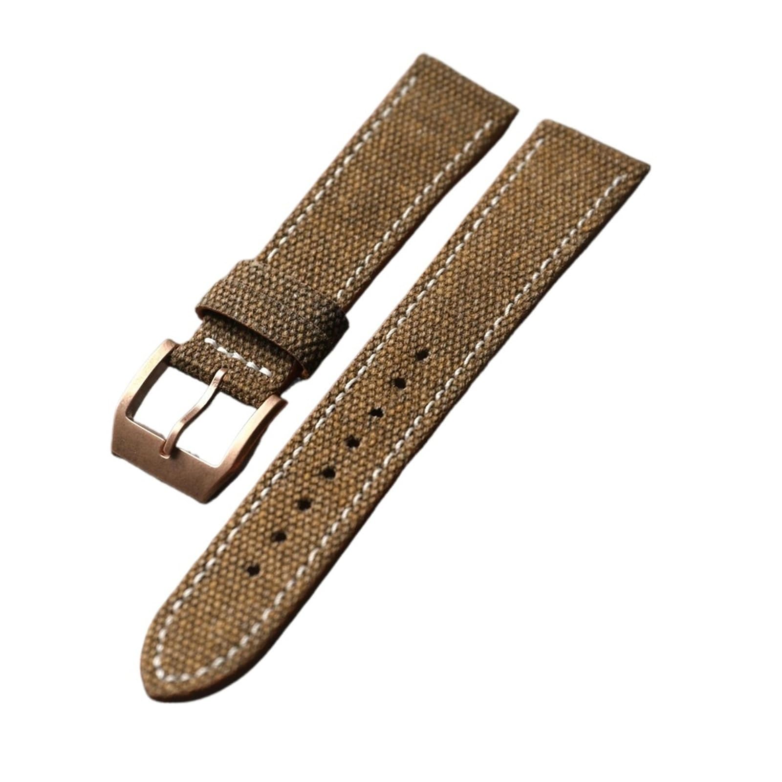 Uhrenarmband aus regeneriertem Leder auf Leinwand 20 mm 21 mm 22 mm Schnalle aus reinem Kupfer Weiches Armband Schwarz Grün Grau für traditionelle Uhr