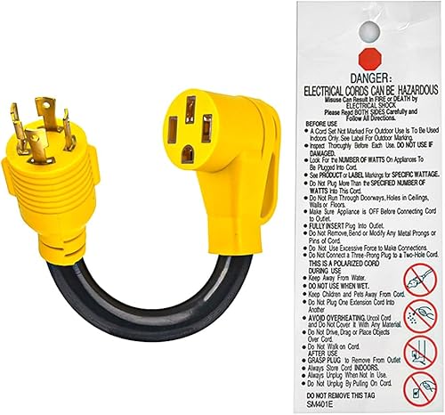 Miniatura 2 de Adaptador de corriente RV de 30 amperios a 50 amperios, 4 polos, 110 V, resistente, NEMA L14-30P, macho a 14-50R hembra, 12 pulgadas de longitud con