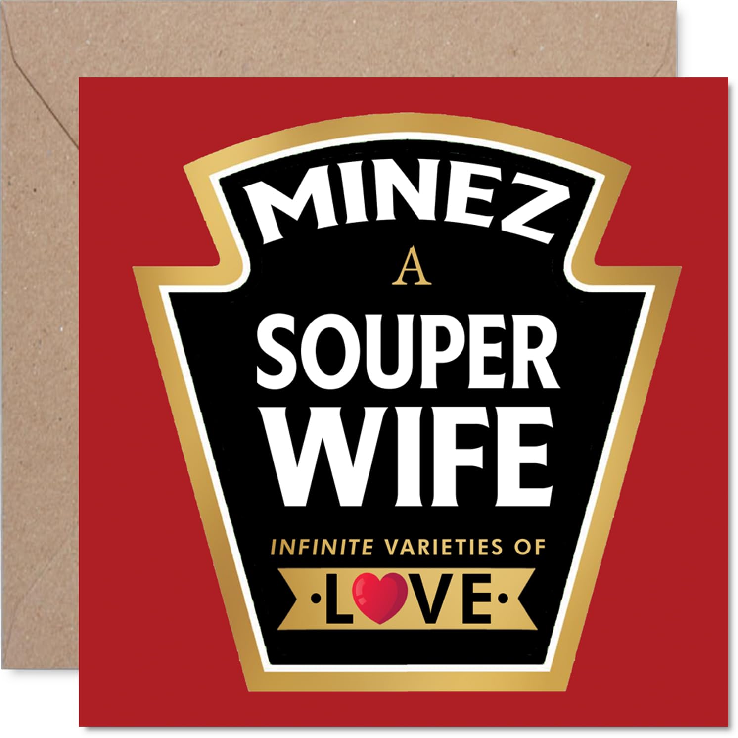 Wife Birthday Card - Souper - Happy Birthday Card for Wife from Husband Partner, 145mm Product Label Design Bday Greeting Cards
