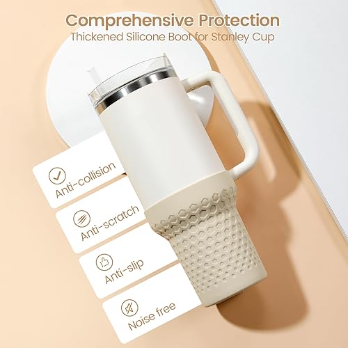 Miniatura 8 de Uvafly Bota de silicona para copa Stanley, funda protectora de la parte inferior de la taza, accesorios para vaso Stanley Quencher H2.0 FlowState de