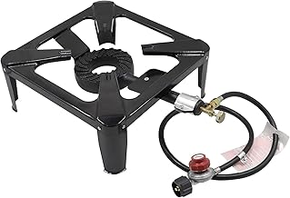 100,000 BTU Outdoor Propane Burner Camping Cooker Stove, Squared Barbeque Burner with 20PSI Regulator, Maximum Load is 55 ...