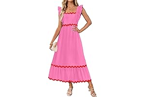 Women's Elegant Square Neck Sleeveless Ruffle Fancy Sundress