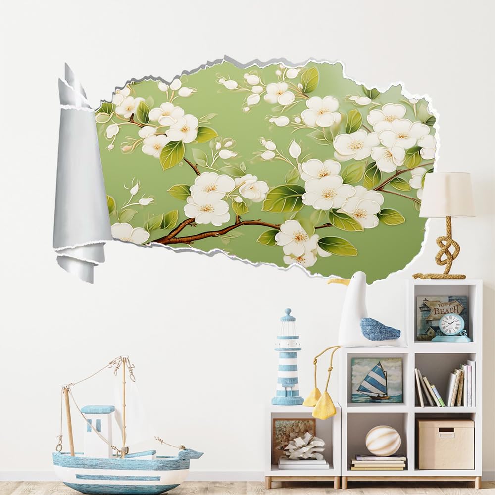 3D Durchbruch Wandtattoo Mädchen Kinderzimmer Blume Wandaufkleber Dekorative Zweigstellen Wandsticker für Junge Teenager Zimmer Wohnzimmer Schlafzimmer Wandbilder Deko