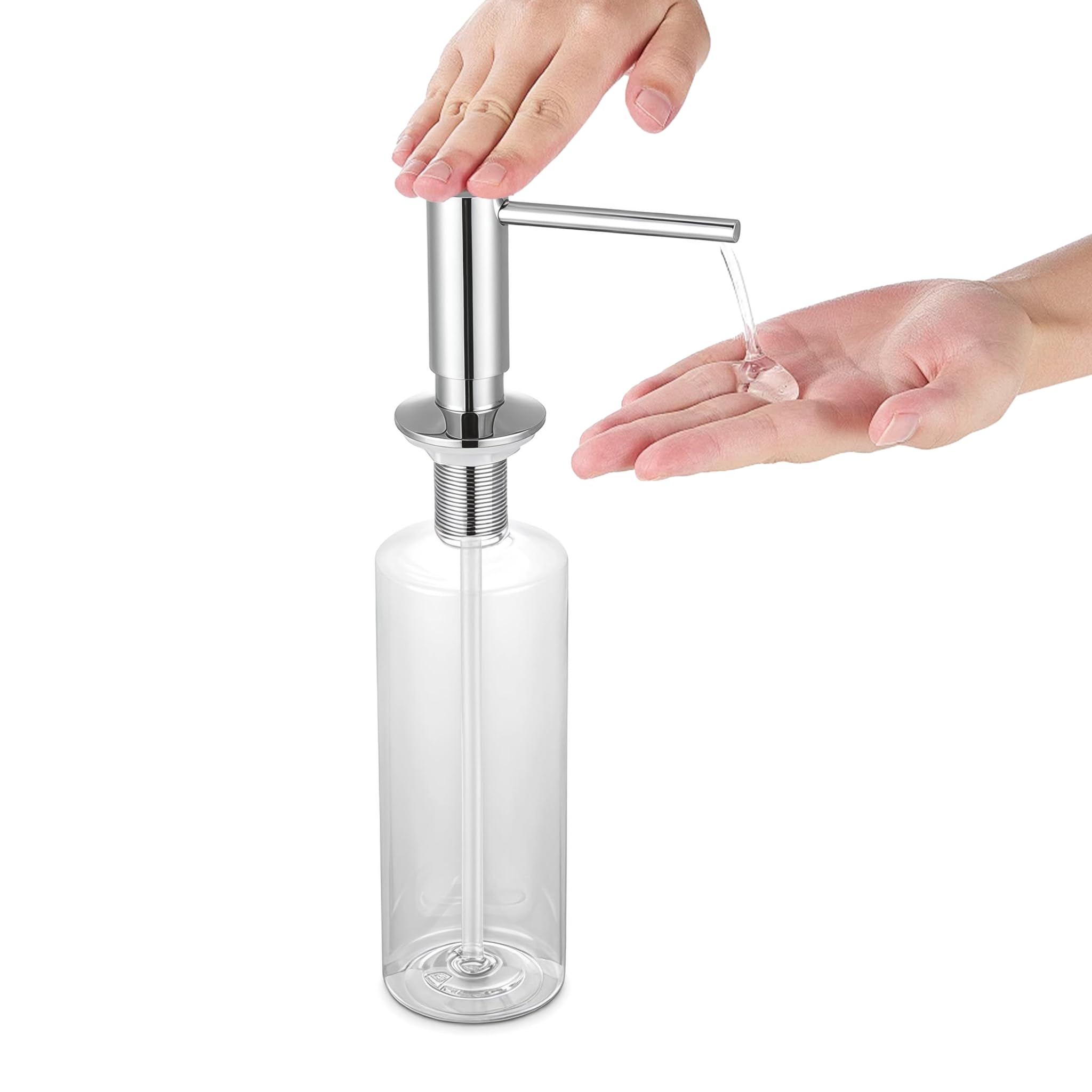 Dispensador de jabón para fregadero de cocina, dispensador de jabón integrado, dispensador de jabón para encimera, bomba de acero inoxidable