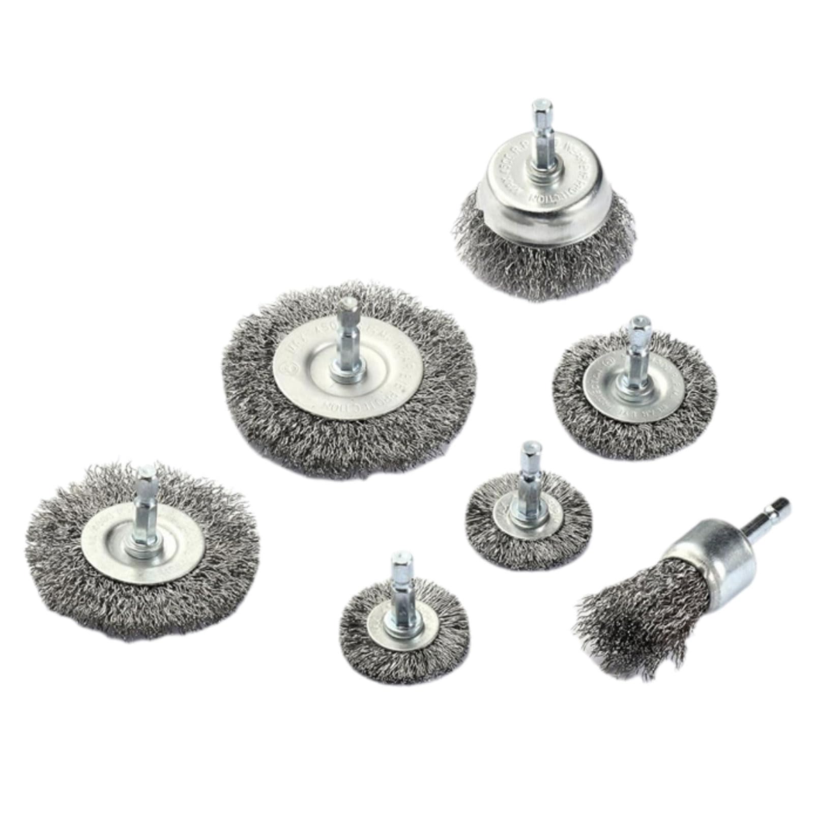 19Pcs spazzola metallica per trapano filo di acciaio al carbonio ruota spazzola tazza pennello penna pennello set con 1/4 "esagonale gambo per