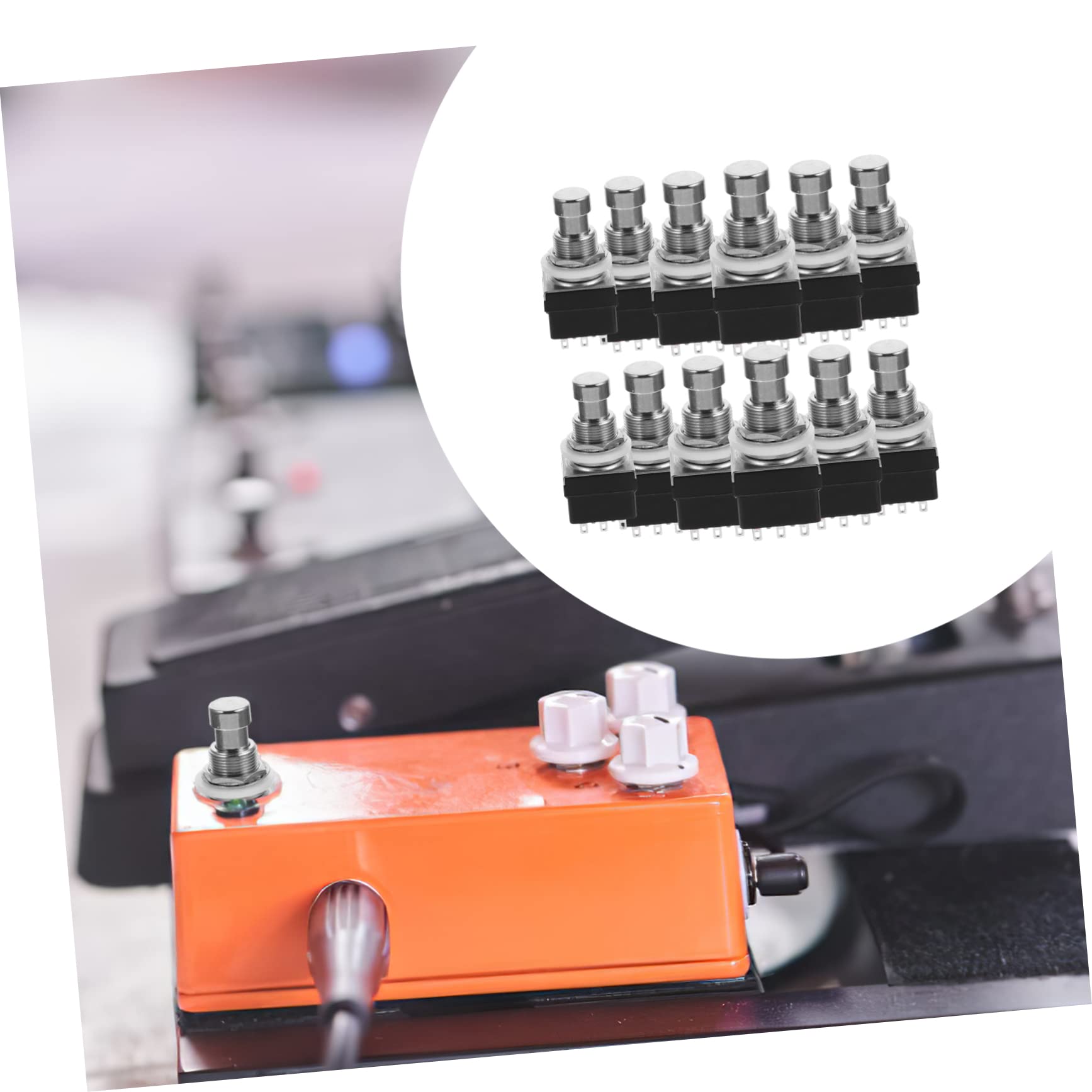 Lot De 12 Boutons De Pédale Pour Guitare - Métal Jaune, Diamètre 24mm, Pour Switch 3/8" (10mm)
