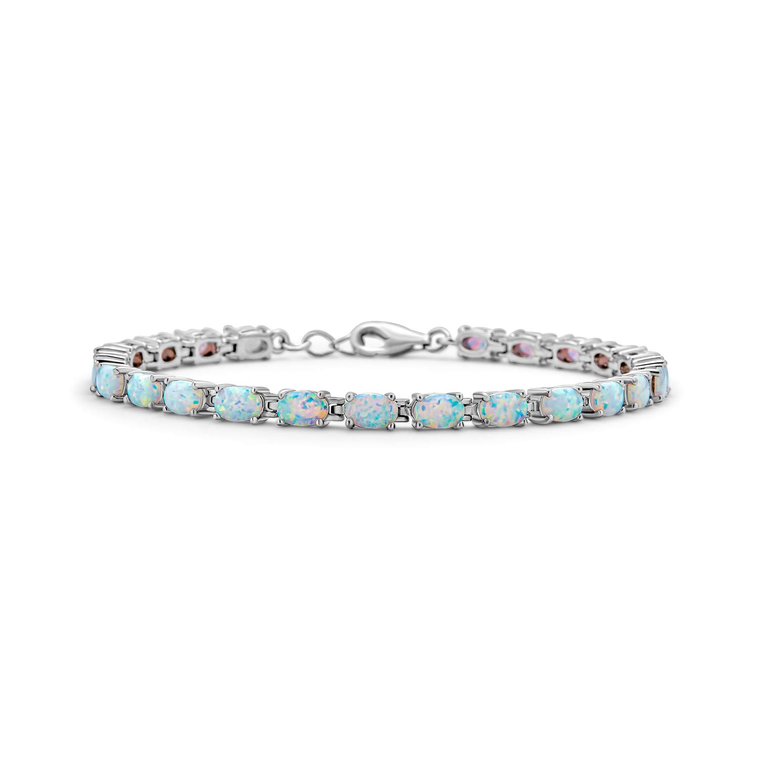 Bling Jewelry Bracciale Da Tennis Tradizionale Con Pietre Preziose Di Granato Zaffiro Ametista E Opale Per Donne Placcato In Oro 14 Carati Su Argento Sterling .925 Lunghezza Di 7-7.5 Pollici