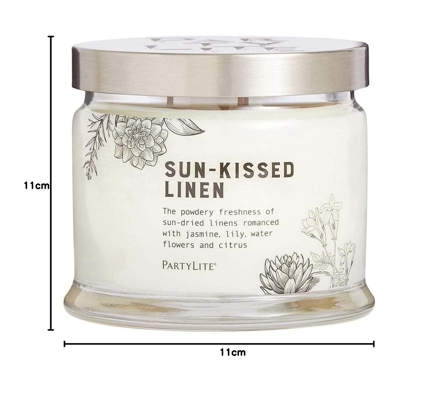 PartyLite Sun-Kissed Linen Duftkerze mit 3 Dochten Jasmin und Zitrusfrüchten