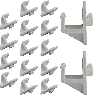 16 Pcs Refrigerator Shelf Clips, Plastic Replacement Clips for Freezer Shelves, Universal Support Brackets Compatible with Home and Commercial Refrigerators, Fridge and Coolers (White)