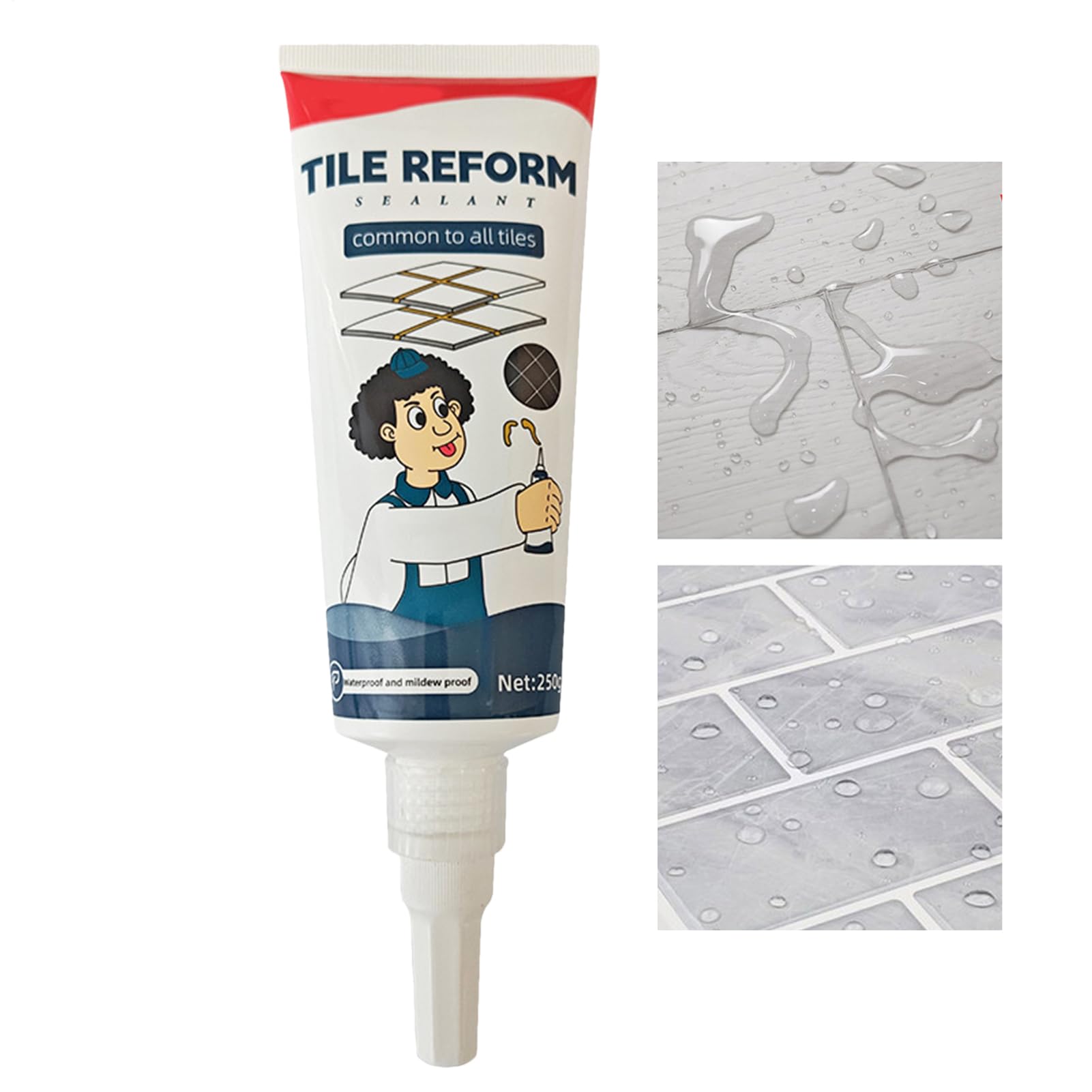 Tile Grout Repair, White Grout Filler Tube, 250g Waterproof Grouts Restorer, Seam sealers for Bathroom and Kitchen Use, Easy Line Fix to Wall & Floor Tiles, Quick Application