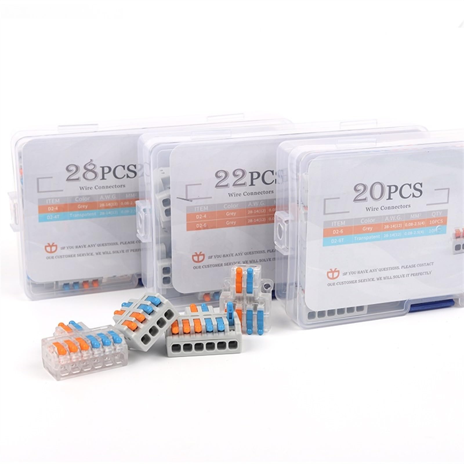 Connettore rapido a molla in scatola Connettore cavo 2 ingressi 4/6 uscite Cavo sdoppiatore Terminale a pressione con leva 0,08-2,5(4,0) mm2(22PCS GR M)