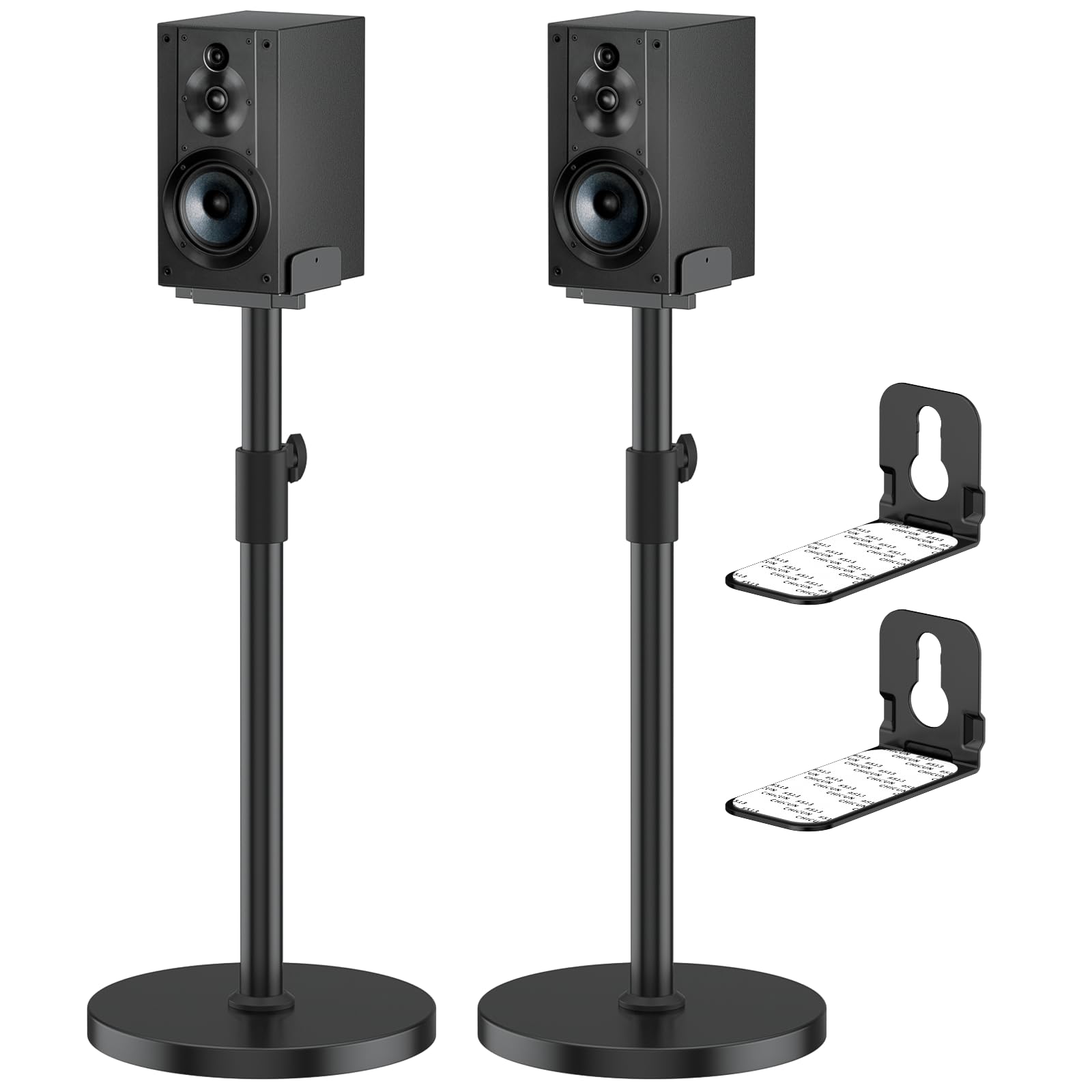 Heavy-Duty Speaker Stands Pair for Sony Speaker Stands SS-CS5/SS-CS5M2/SS-CS8/SA-Z9R with Soundbar Mounts, Adjustable Dual Side Fits for 5–11" Surround Sound Speakers WR Cable Management