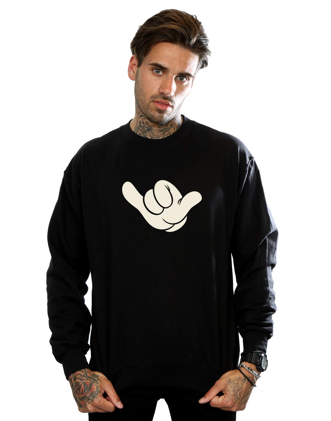 Absolute Cult Men's Black Disney Mickey Mouse Skate Sweatshirt Large