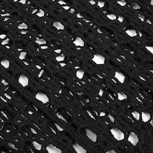 Casual Lightweight Long Sleeve Cardigan Loose Soft Drape Open Front Crochet Sweater Coverups Black4