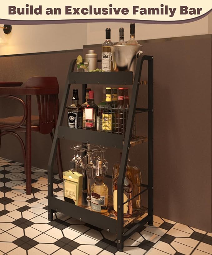 Soporte para Botellas de Licor de 3 Niveles, Negro miniatura 7