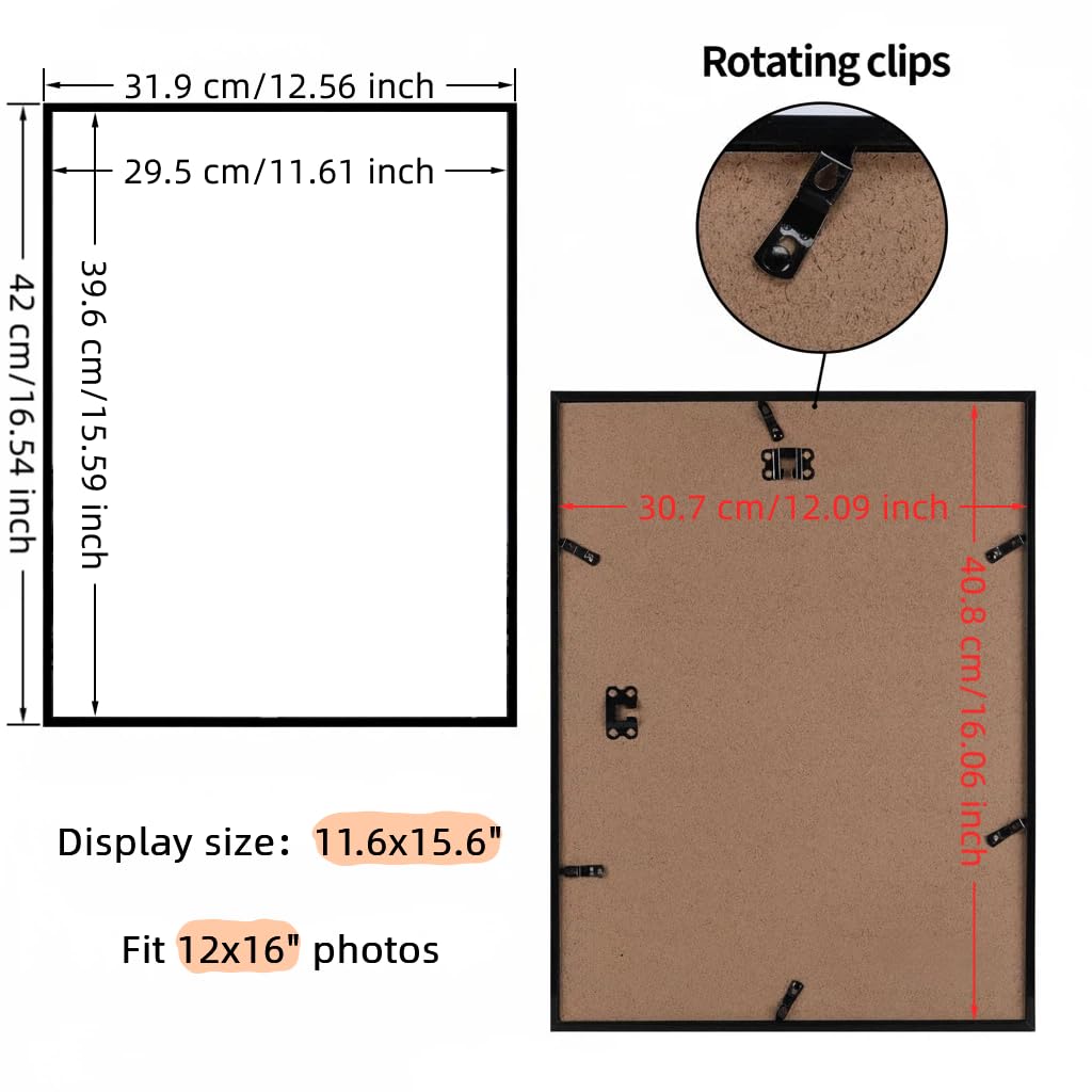 Amazon.com - Giftgarden 12x16 Picture Frame Black, Fit 30x40cm Diamond  Painting Art, 16x12 Thin Poster Photo Frame for Wall Display, Single
