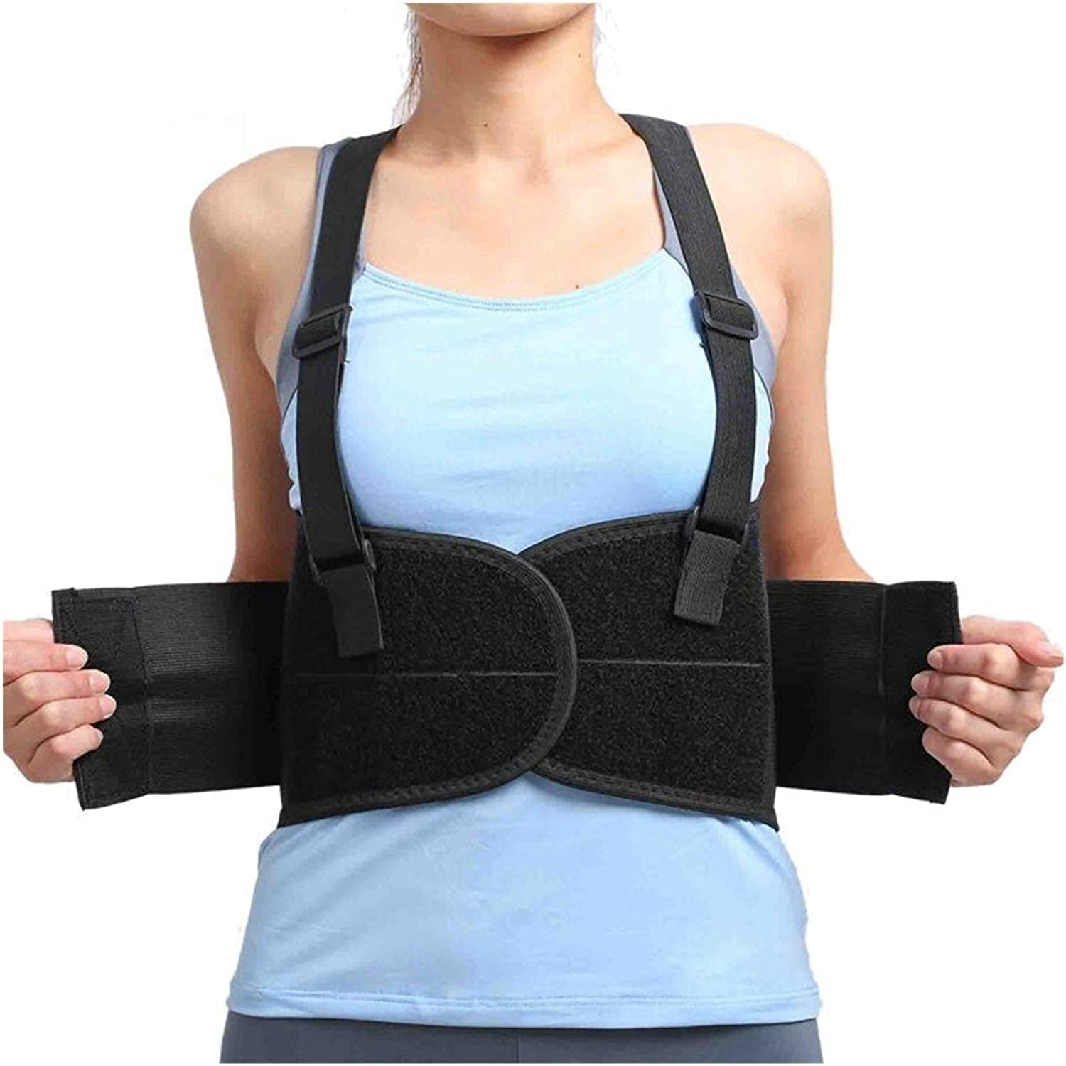 Korektor postawy kręgosłupa, pas do korekcji postawy pleców i ramion, pas podtrzymujący kręgosłup, gorset na plecy(Black-XL)