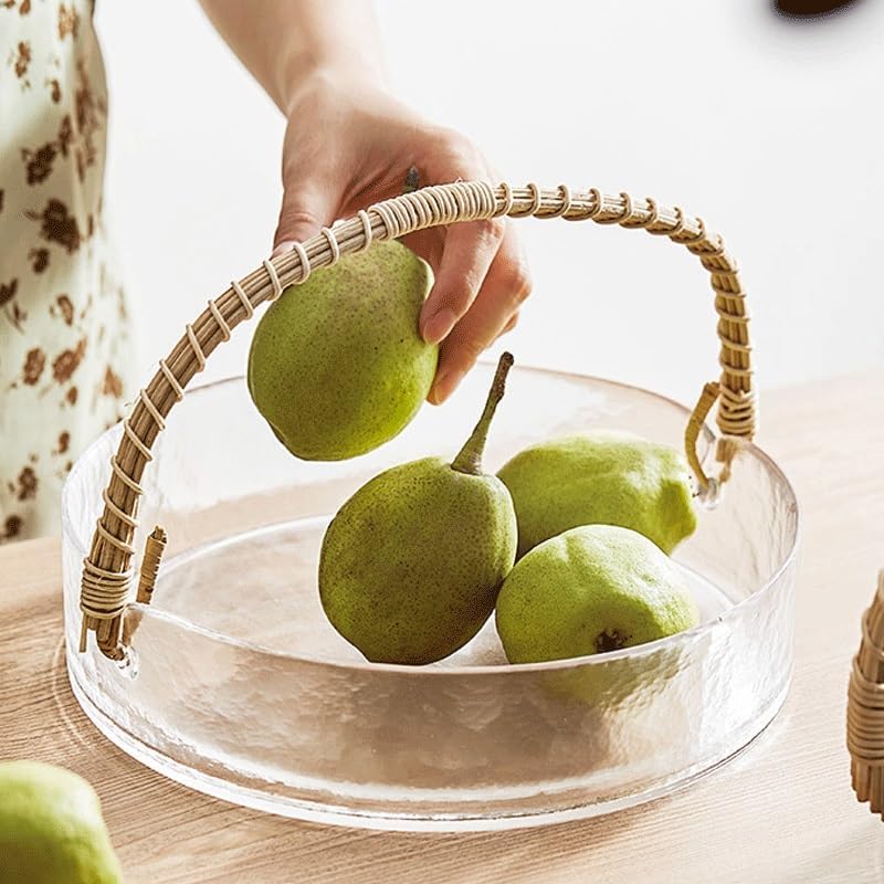 Glass Fruit Plate Creative Light Luxury Home Living Room Snack Pastry(Style2)