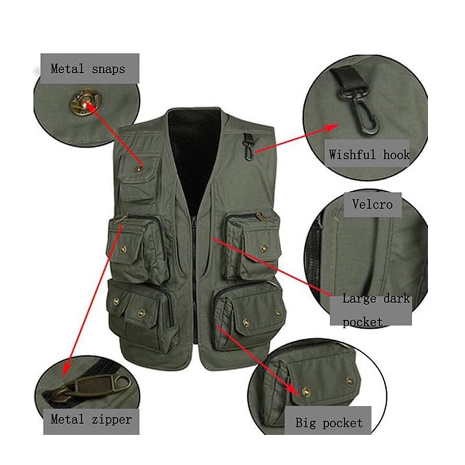 CLSQLXYJZC Gilet Da Pesca Multiuso Da Uomo, Gilet Senza Maniche In Rete Traspirante Casual Estivo Per Fotografia All'aperto Viaggi Lavoro, Giacca Multitasche Casual Senza Maniche Campeggio