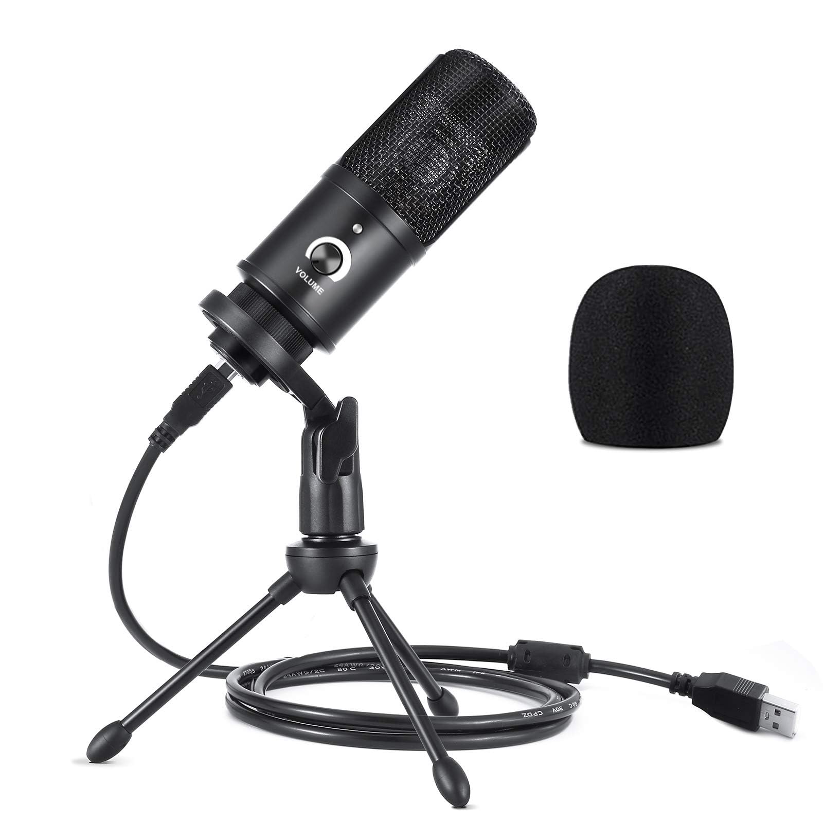 FULSHI USB Microphone for Pc with Mic Stand,Noise Reduction Condenser