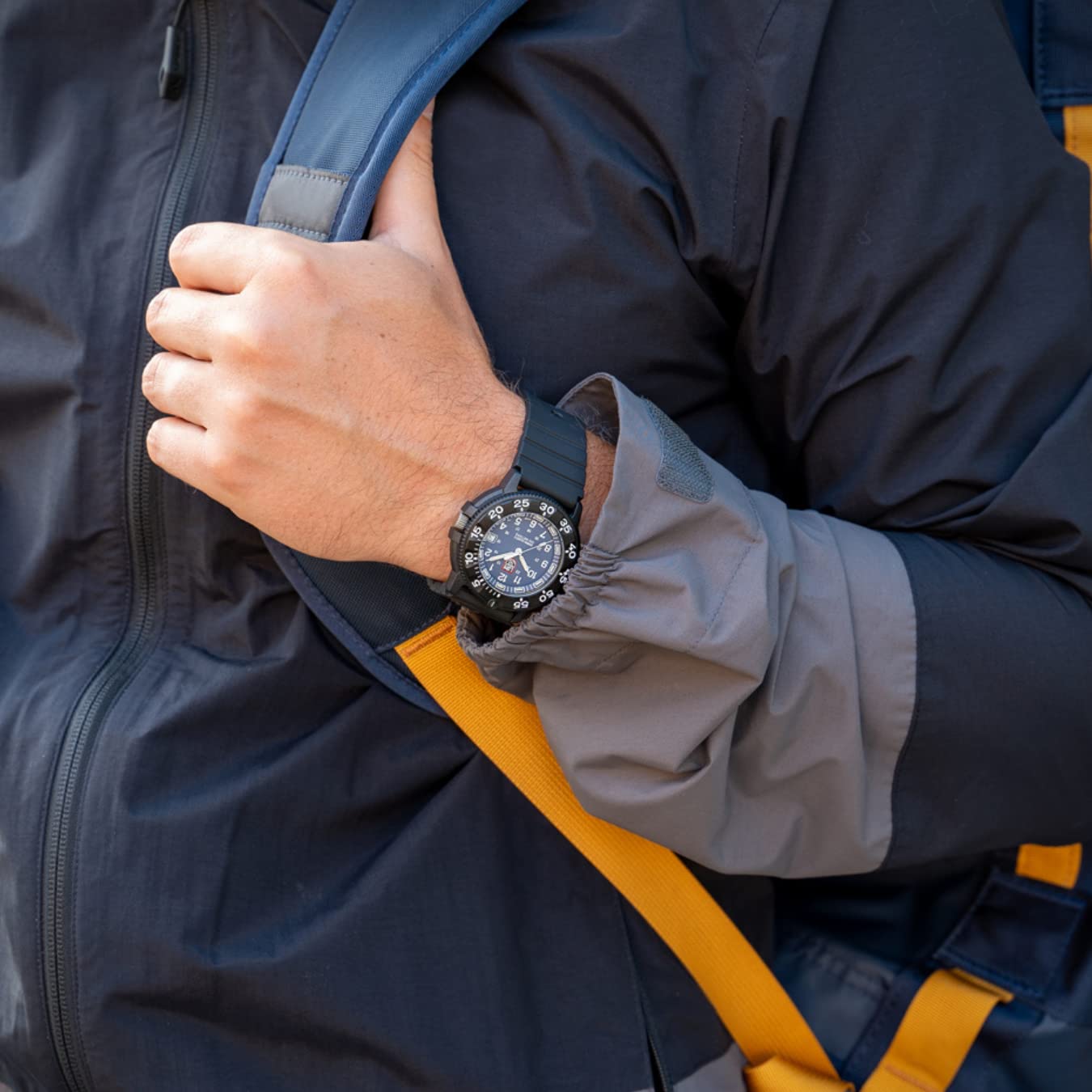 Luminox FPX.3000.21H.2.K Pasek do zegarka - 21 mm czarny zapasowy gumowy pasek z klamrą ze stali nierdzewnej do 3000 3001, czarny/szary, nowoczesny, czarny/szary, Nowoczesny