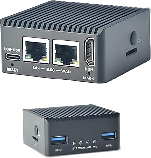 youyeetoo NanoPi R5C Mini Router with Metal Case, RK3568 Development Board, 4GB LPDDR4X 32GB eMMC, 0.8TOPS NPU, Support OpenWrt Docker, Two Ethernet Ports, M.2, HDMI 2.0 (Without M.2 Wi-Fi Module)