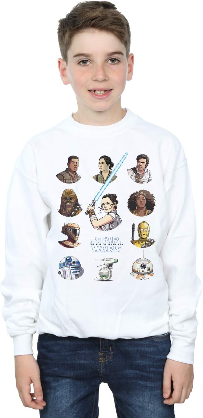 Star Wars Boys The Rise of Skywalker Resistance Character Line Up Sweatshirt White 5-6 Years