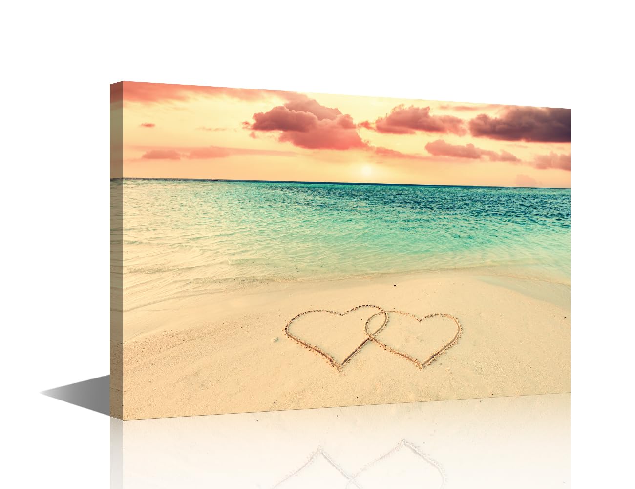 TISHIRON Sand Beach with Shell Canvas Art Wall Decor Tropical Beach Bedroom Wall Art Pictures for Living Room Palm Tree Calm Sea Wall Painting Modern Wall Art Framed Ready to Hang (24''Wx 36''H)