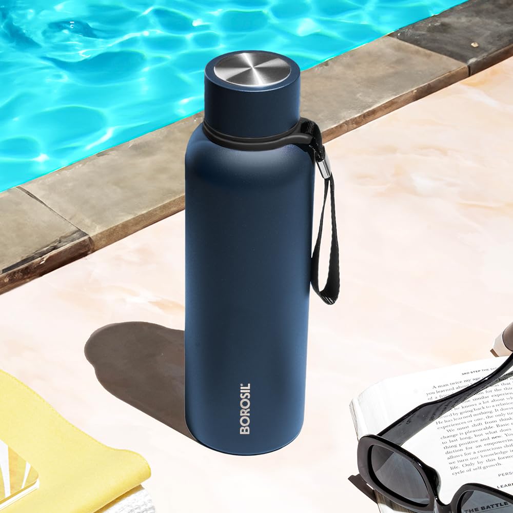Borosil Hydra Trek Stainless Steel Water Bottle | Double Wall Vacuum Insulated Flask, Green | 20 Hours Hot & 24 Hours Cold | Ideal for Personal & Corporate Gifting | 1 Year Warranty (Indigo, 700 ml) — Amazon image 5