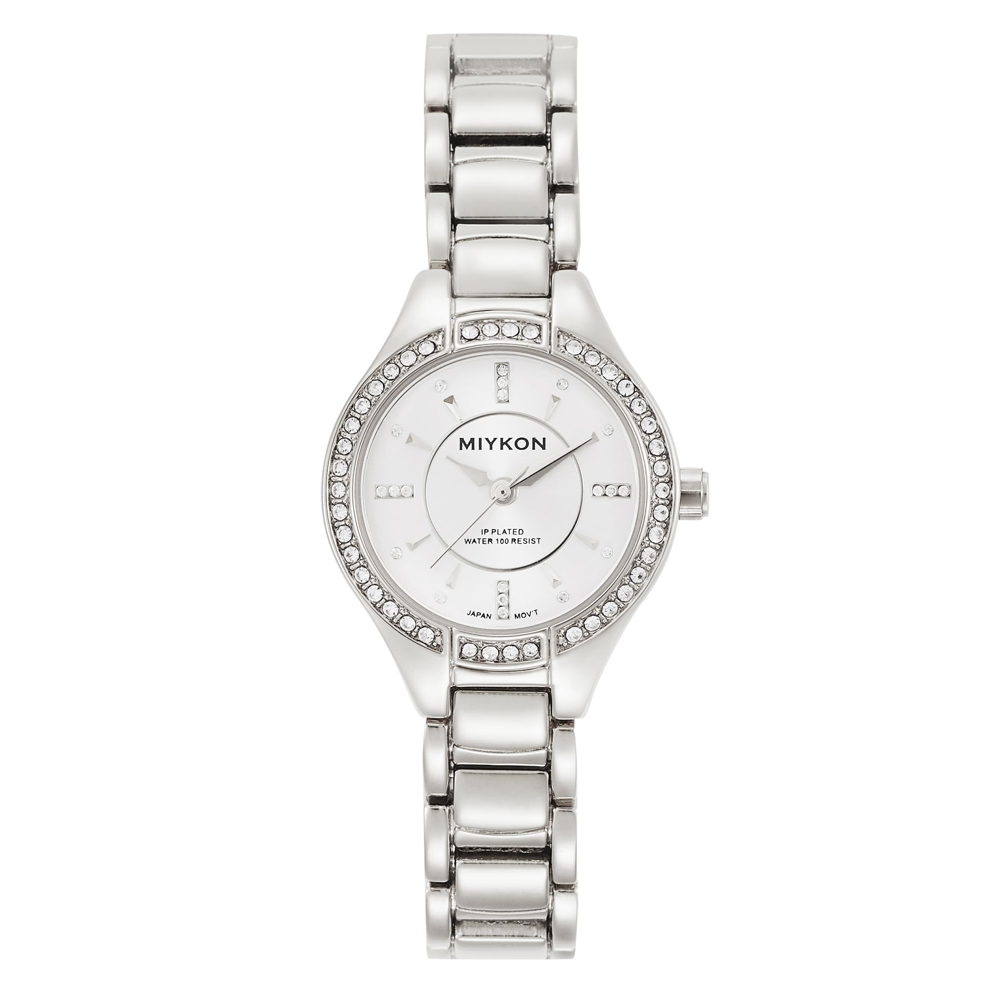 Miykon Relojes de plata y oro para mujer, pequeño y delicado reloj para mujer con cristales auténticos, pulsera de joyería para mujer pulida con iones, vidrio resistente a los arañazos, cuarzo japonés