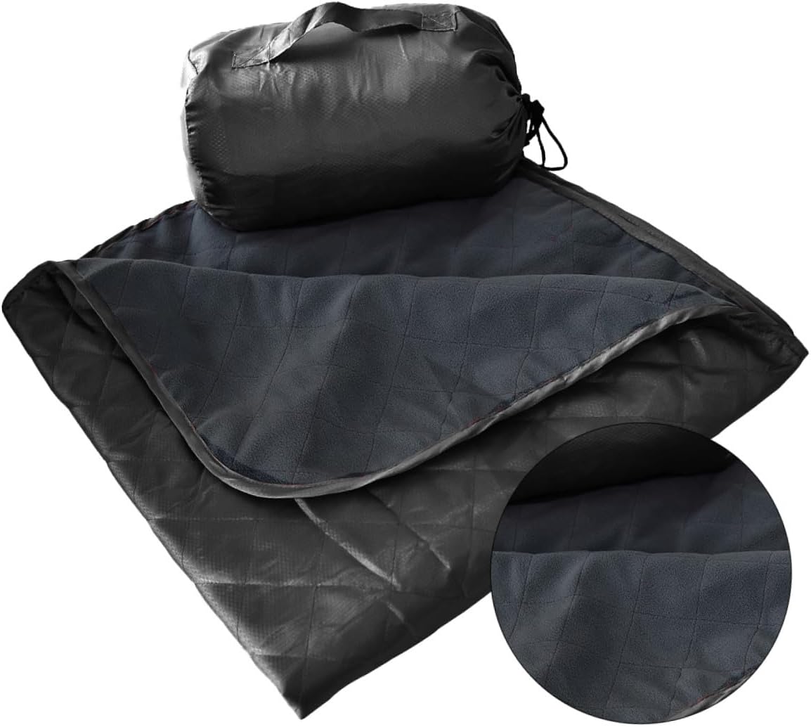 BESPORTBLE Outdoor Camping Blanket Warm Foldable Waterproof Picnic Mat Sand Proof Beach Blanket for Hiking and Travel, Portable Dark Charcoal Fleece Throw Suitable for Outdoor Recreation
