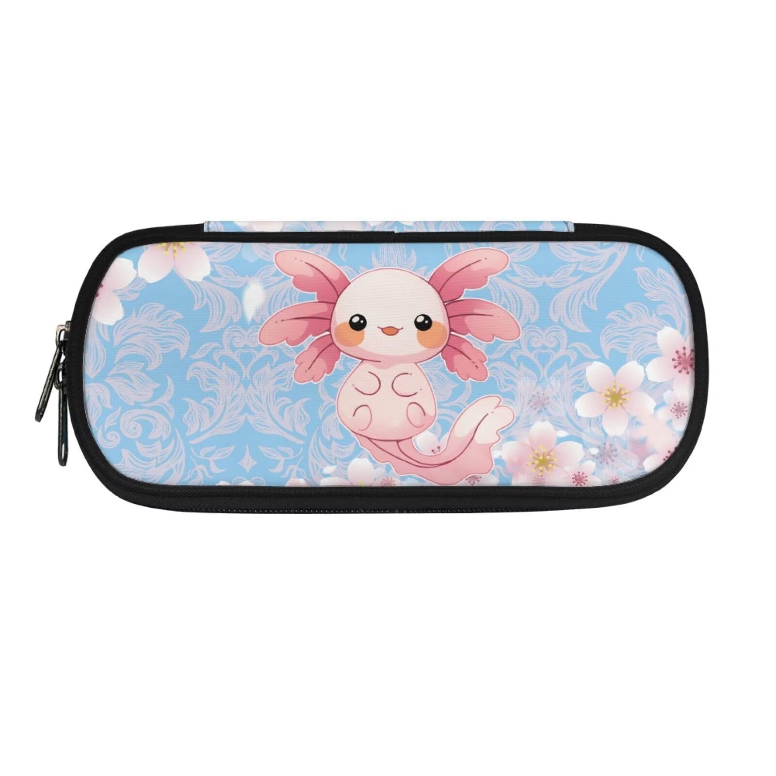 POLERO Axolotl Pencil Case for Girls Cute School Supplies Pen Holder Cherry Blossom Pencil Pouch Storage Bags — image 1