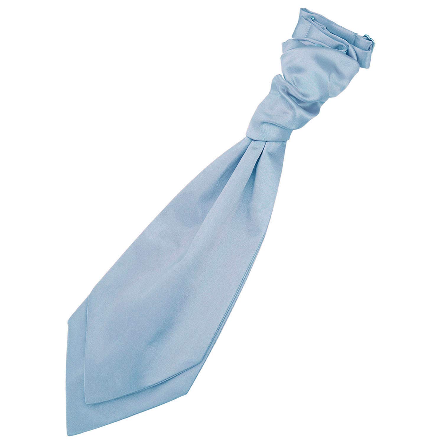 Dqt Boys Dusty Blue Plain Satin Pre-Tied Scrunchie Cravat - Wedding Page Formal