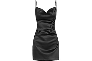 Women's Satin Sleeveless Spaghetti Strap Mini Dress