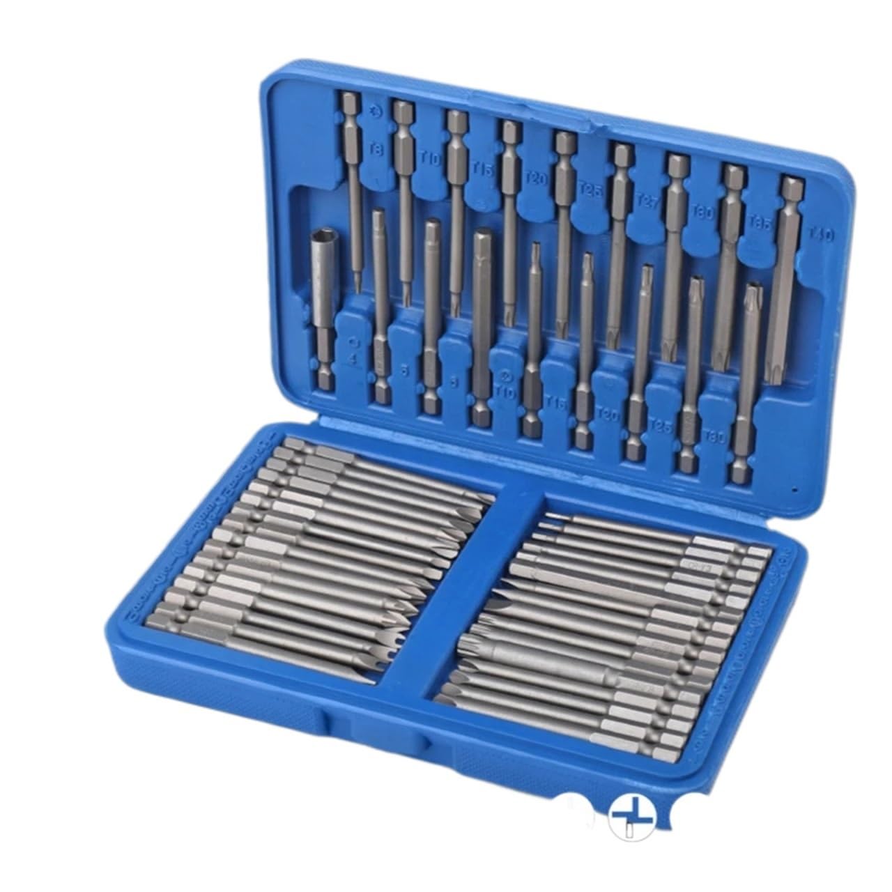 Juego de 50 Puntas Extra largas de 75 mm con portapuntas de liberación rápida CRV, Destornillador, Juego de Puntas de Seguridad, Punta Hexagonal Torx Pozidrive(50 pc Set)