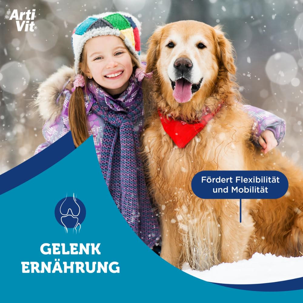 Artivit Forte Gelenk Pulver für Hunde & Katze - mit Glucosamin Chondroitin Hochdosiert und Vitamin C, Wirkstoffkomplex MSM & Hyaluron, gelenk- und knochenschutz, kollagen hund, gelenkschmerzen - 600 g