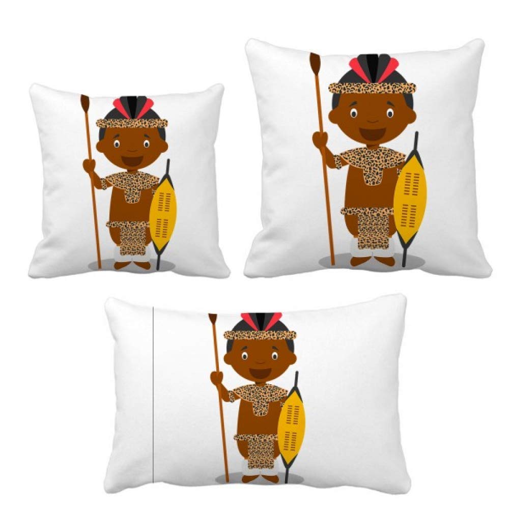 Coussin tribu Afrique du Sud dessin animé housse de coussin déco canapé salon