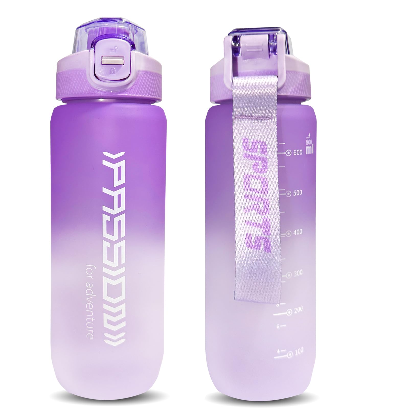 800ml water bottles | Leak-Proof | Easy to Carry Strap | BPA-Free Fridge Bottle | Water Bottle for Men, Women, Boys, Girls | Water Bottle For Office, Gym, Travel, Sports (Purple, Plastic)