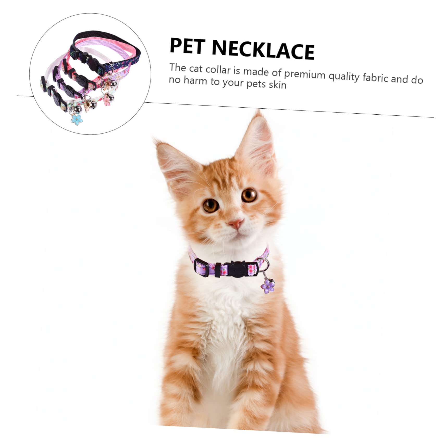 POPETPOP 3 Set Di Collare Per Gatti Floreale Catena Per Animali Domestici Cravatte Alla Moda Per Gatti Collare Robusto E Lavabile 4 Pezzi * 3