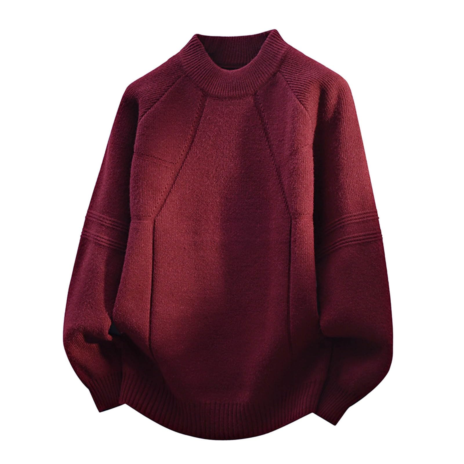 Generisch Jersey de punto para hombre, cuello redondo, jersey de punto, holgado, ocio, ropa de punto, moda informal, cálido, suéter de manga larga, cómodo jersey de invierno, ropa de calle
