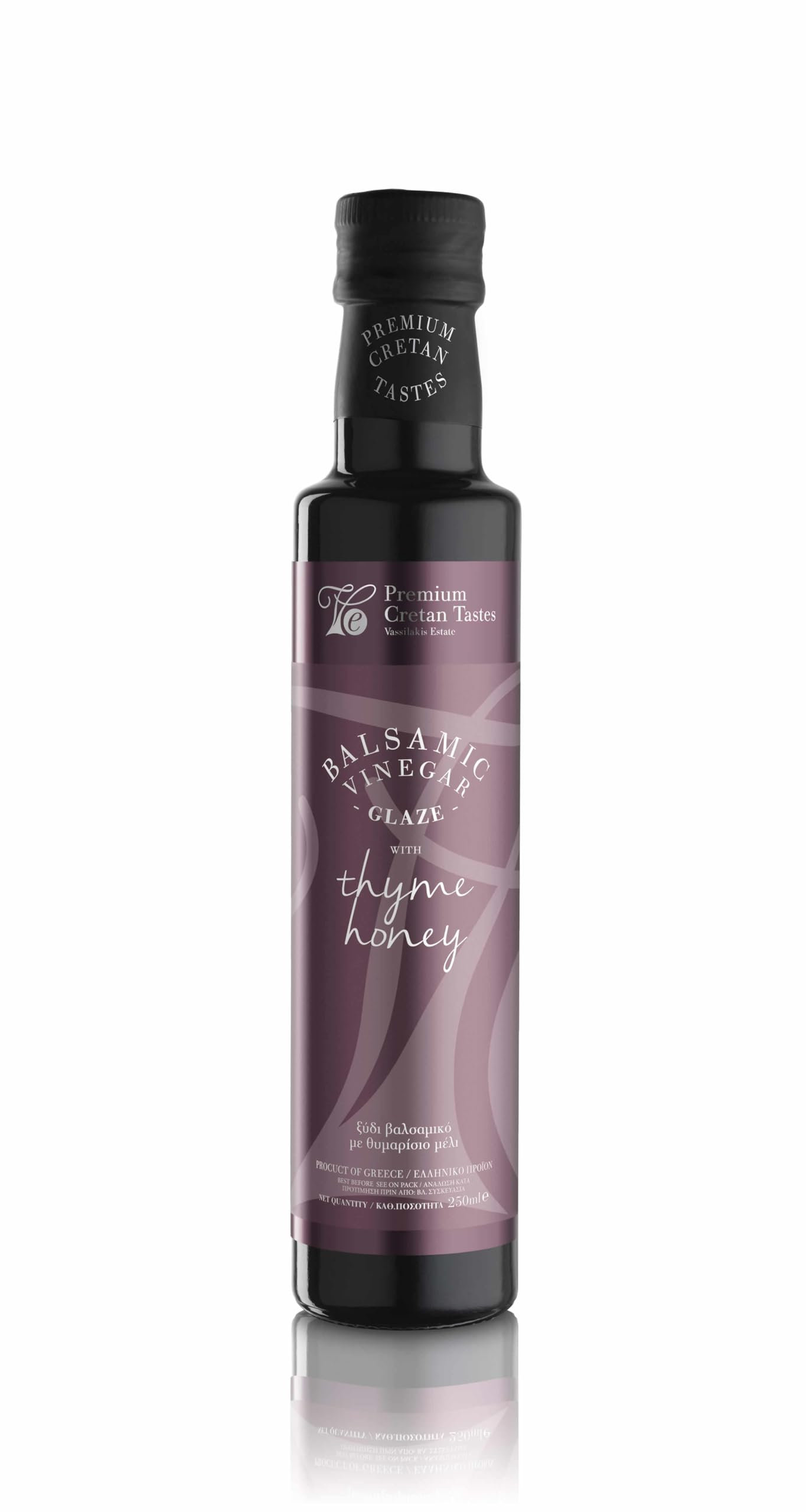 Vassilakis Estate Greek Balsamic Vinegar with Thyme Honey – 250ml – Gourmet Flavoured Vinegar from Greece, Perfect for Dressings, Marinades & Glazes